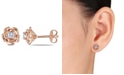 Macy's Created White Sapphire (1/3 ct. t.w.) Flower Stud Earrings in 18k Rose Gold Over Silver